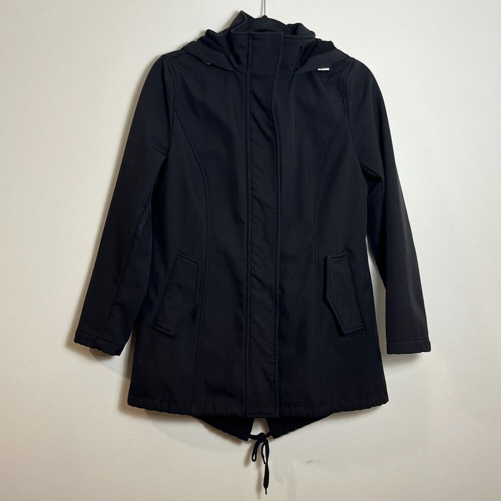 Everlast Lightweight Softshell Hooded Fleece Lined Parka Jacket Size S Black